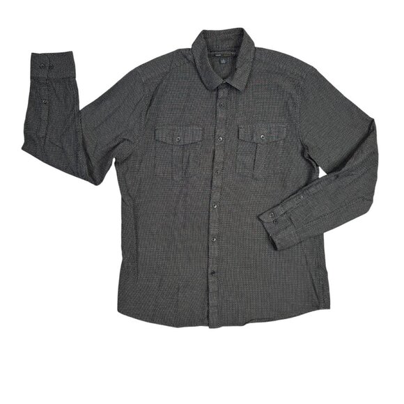 Marc Anthony Luxury Slim Fit Mens Large L Black Textured Button Up Long Sleeve - Picture 2 of 11